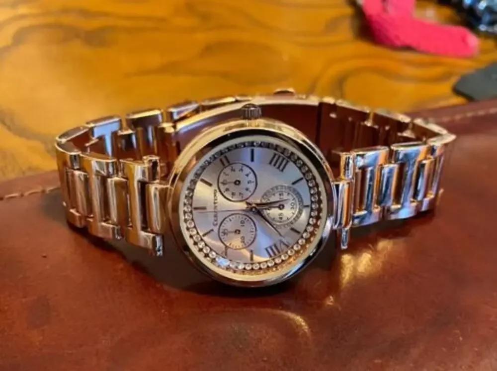 Women's Cerentino Watch, Rose Gold with crystal Accents, Chrono Style
